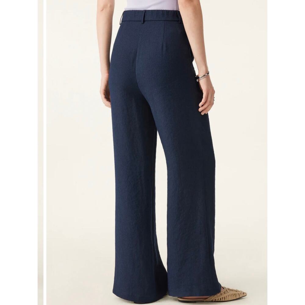 OGL Viscose-Linen Weave European Linen Mid Rise Flared Pant with Pockets - Picture 4 of 7